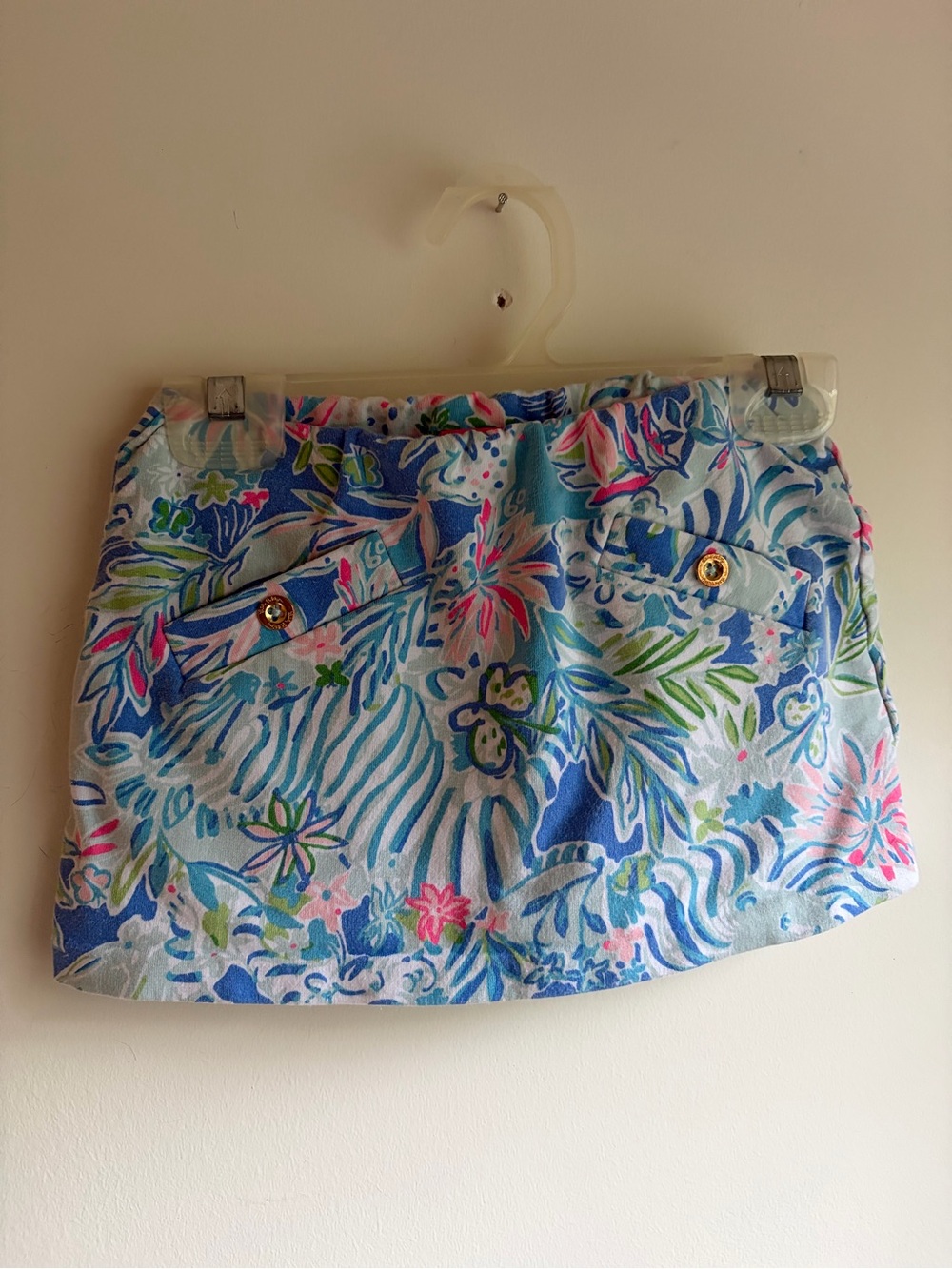Lilly Pulitzer Girls Skort Size S 4-5 Pink Green Blue Floral Butterflies Palm